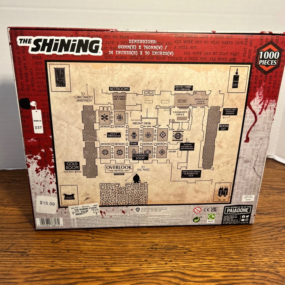 The Shining Overlook Hotel Floor Plan 1000 Piece Jigsaw Puzzle‎ Paladone Horror - Picture 2 of 4